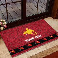 Papua New Guinea Merry Christmas Rubber Doormat Santa Suit Style With Melanesian Pattern LT03 - Polynesian Pride