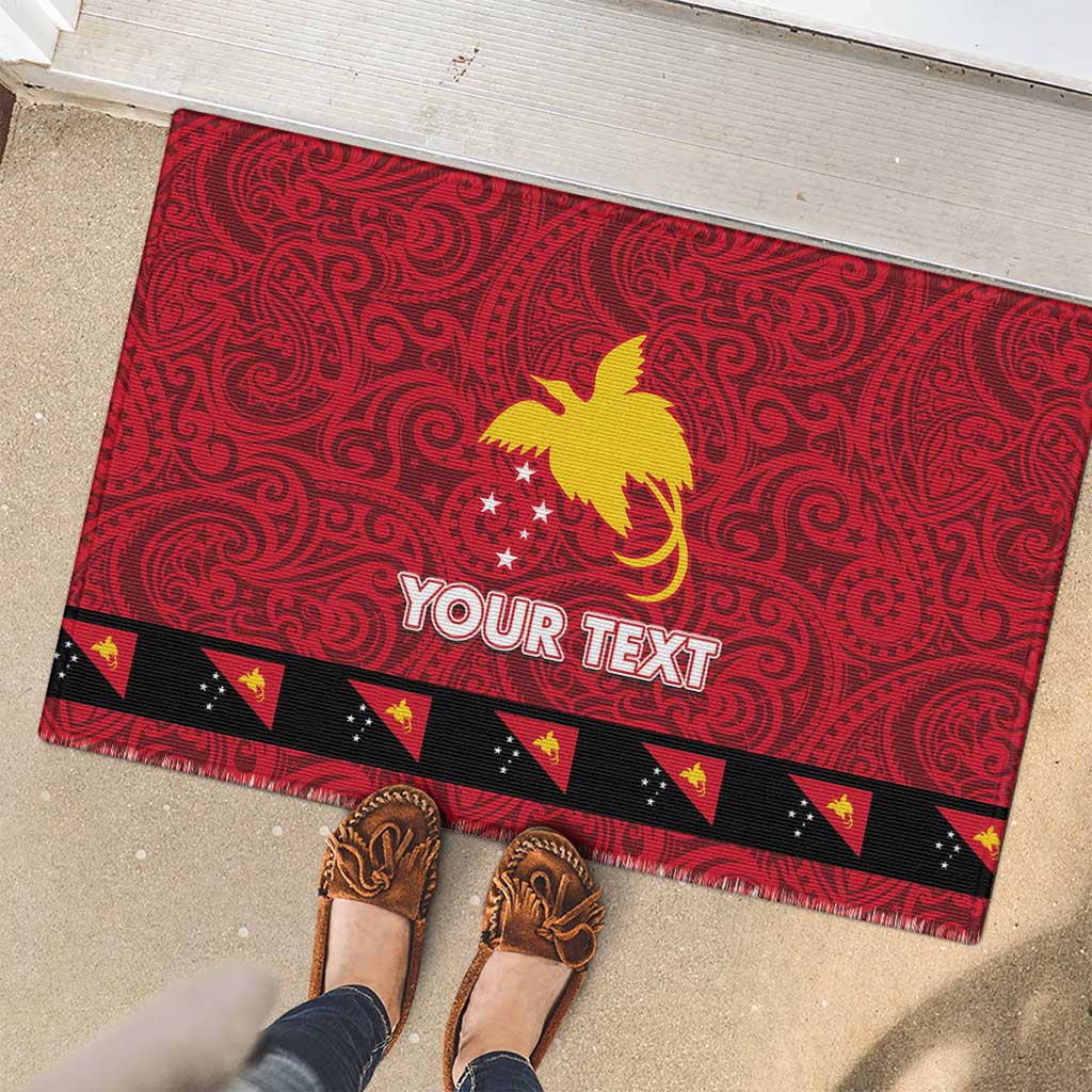 Papua New Guinea Merry Christmas Rubber Doormat Santa Suit Style With Melanesian Pattern LT03 - Polynesian Pride