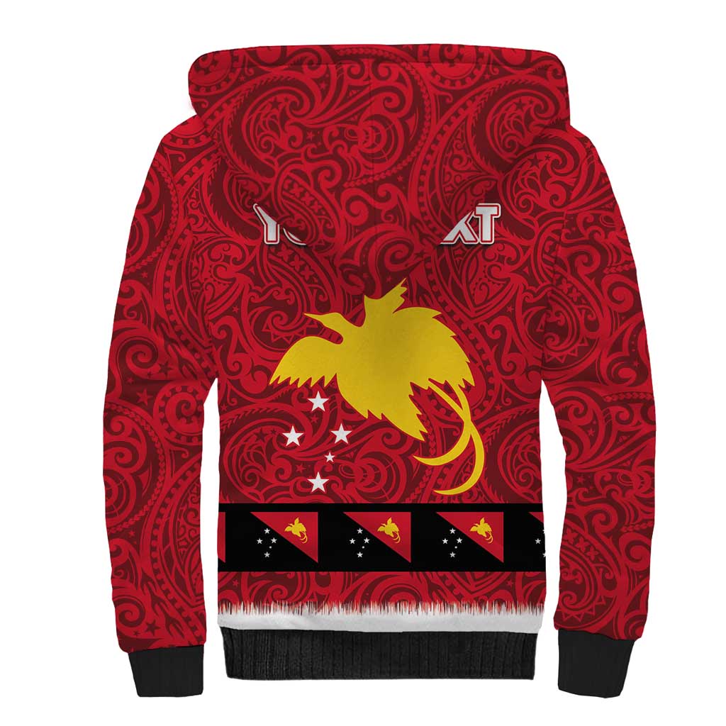 Papua New Guinea Merry Christmas Sherpa Hoodie Santa Suit Style With Melanesian Pattern LT03 - Polynesian Pride