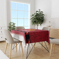 Papua New Guinea Merry Christmas Tablecloth Santa Suit Style With Melanesian Pattern LT03 - Polynesian Pride