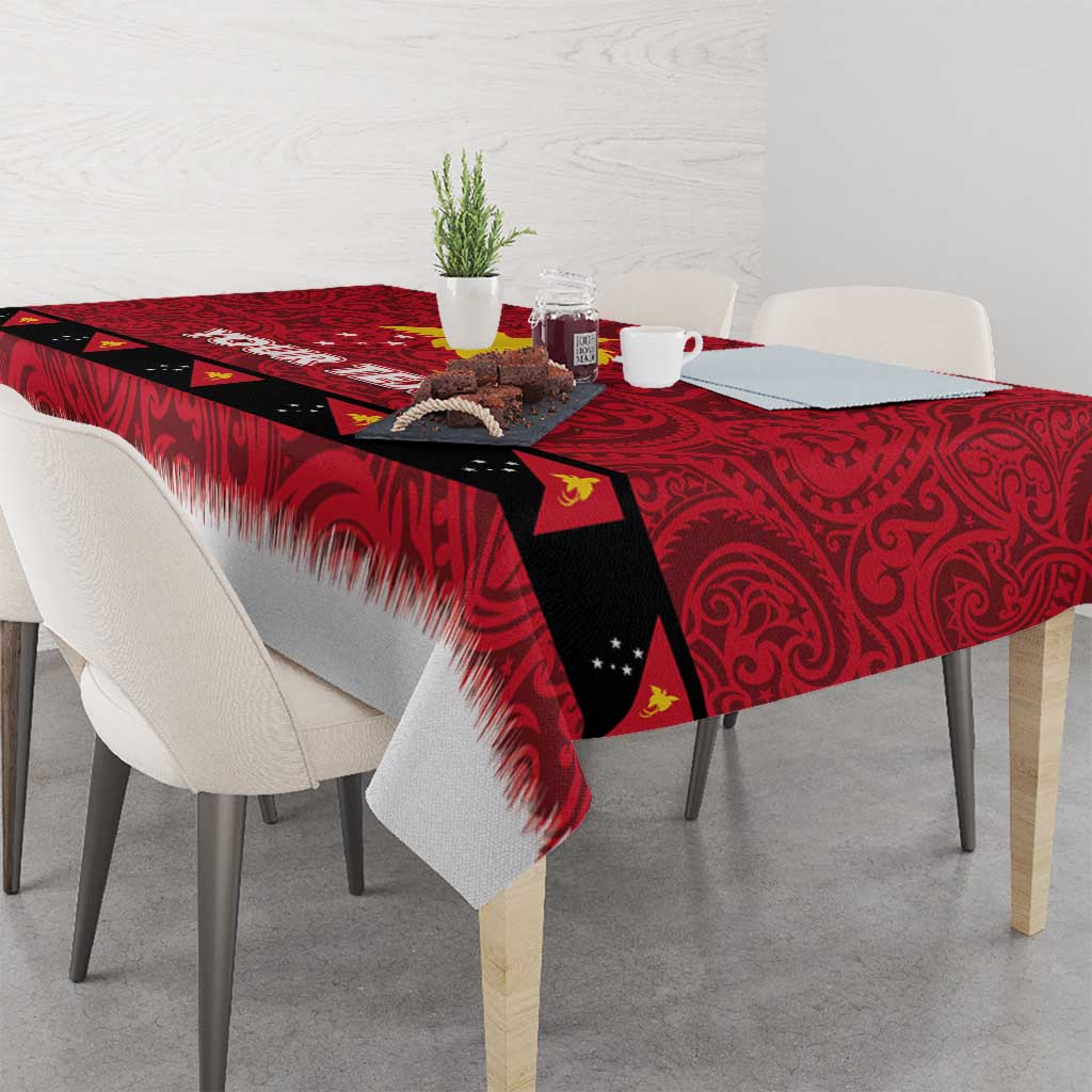 Papua New Guinea Merry Christmas Tablecloth Santa Suit Style With Melanesian Pattern LT03 - Polynesian Pride