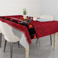 Papua New Guinea Merry Christmas Tablecloth Santa Suit Style With Melanesian Pattern LT03 - Polynesian Pride