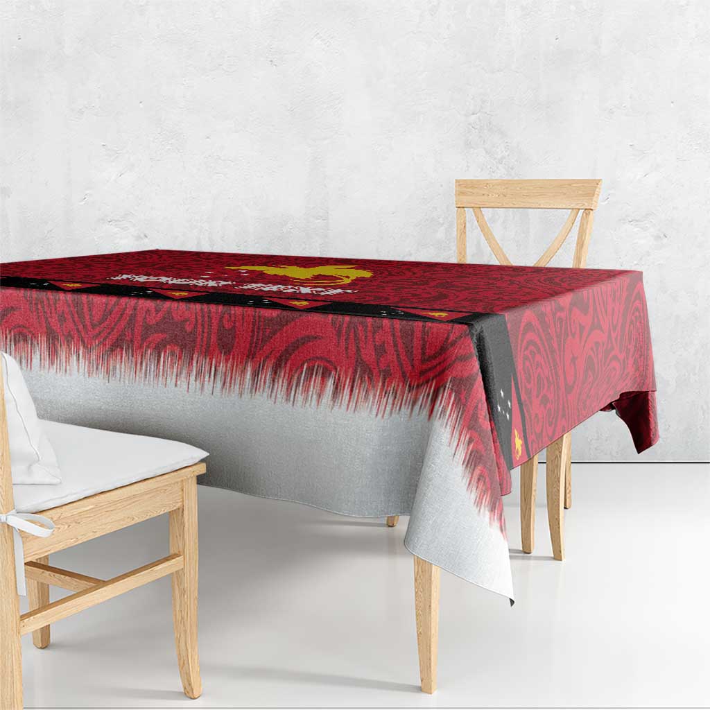 Papua New Guinea Merry Christmas Tablecloth Santa Suit Style With Melanesian Pattern LT03 - Polynesian Pride