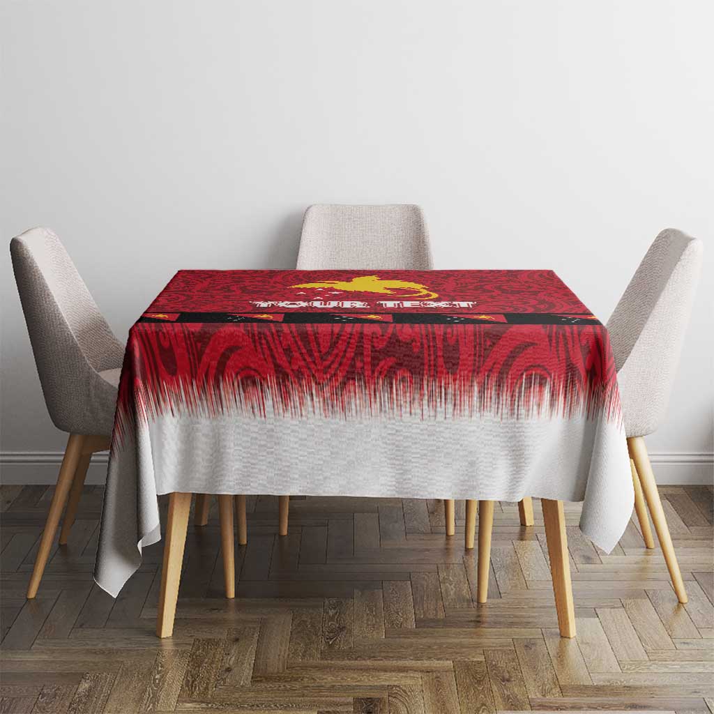 Papua New Guinea Merry Christmas Tablecloth Santa Suit Style With Melanesian Pattern LT03 - Polynesian Pride