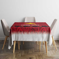 Papua New Guinea Merry Christmas Tablecloth Santa Suit Style With Melanesian Pattern LT03 - Polynesian Pride