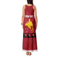 Papua New Guinea Merry Christmas Tank Maxi Dress Santa Suit Style With Melanesian Pattern
