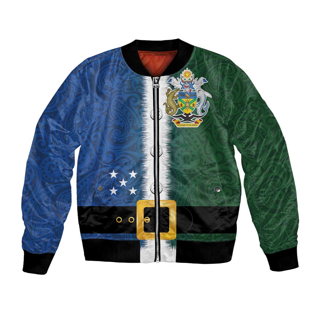 Solomon Islands Merry Christmas Bomber Jacket Santa Suit Style With Melanesian Pattern