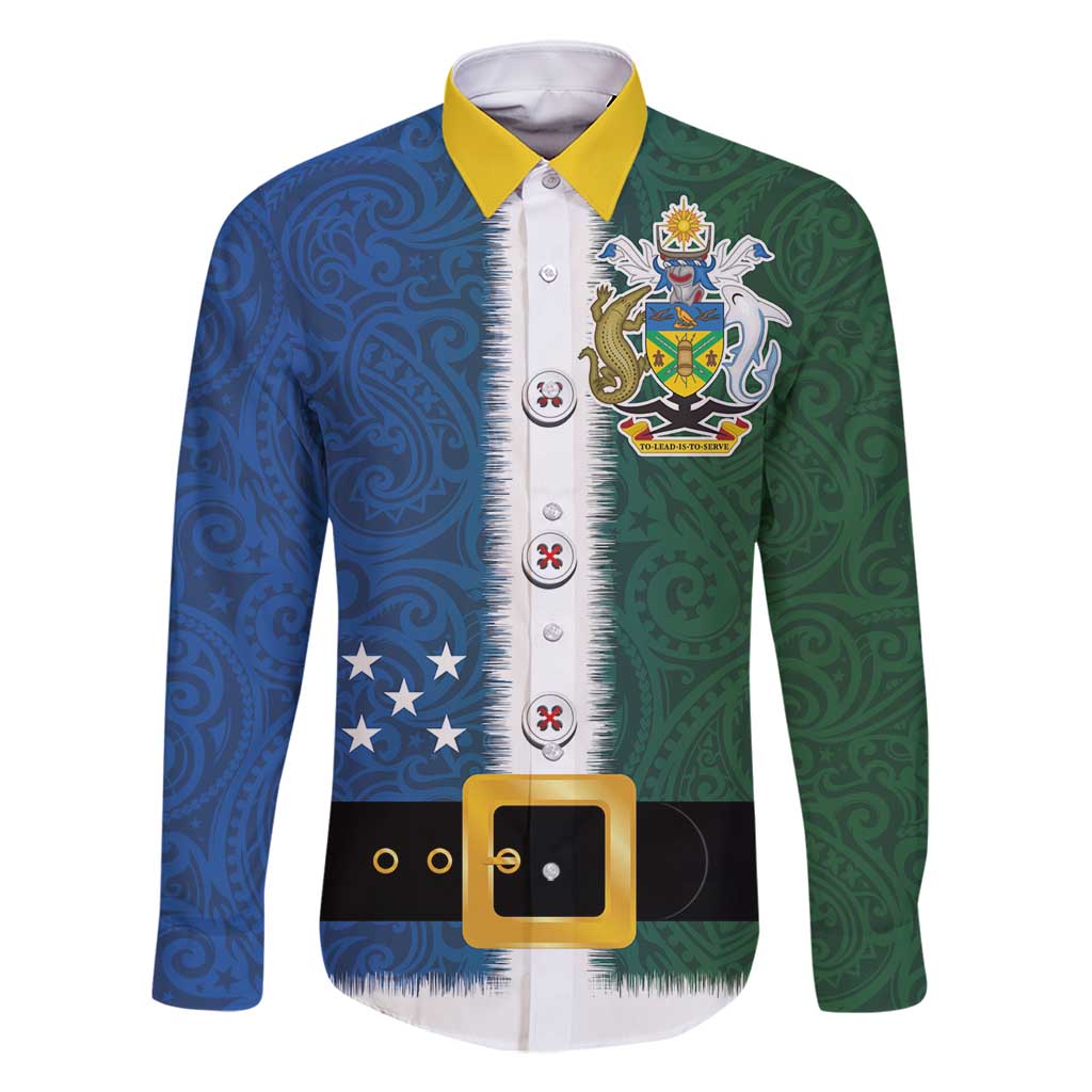 Solomon Islands Merry Christmas Family Matching Off Shoulder Maxi Dress and Hawaiian Shirt Santa Suit Style With Melanesian Pattern