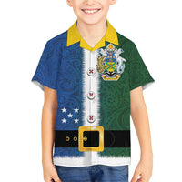 Solomon Islands Merry Christmas Family Matching Short Sleeve Bodycon Dress and Hawaiian Shirt Santa Suit Style With Melanesian Pattern