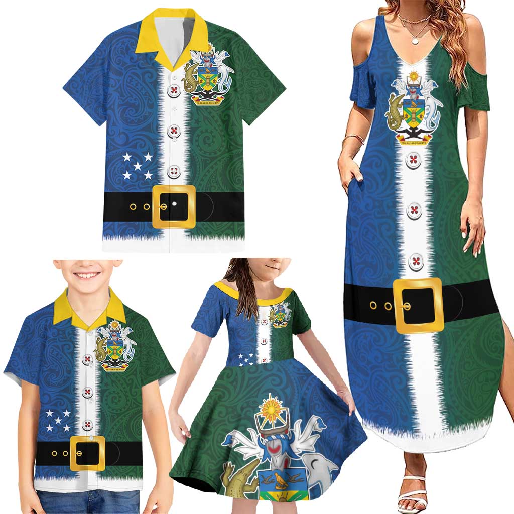 Solomon Islands Merry Christmas Family Matching Summer Maxi Dress and Hawaiian Shirt Santa Suit Style With Melanesian Pattern