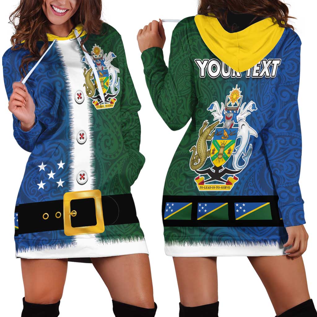 Solomon Islands Merry Christmas Hoodie Dress Santa Suit Style With Melanesian Pattern