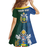 Solomon Islands Merry Christmas Kid Short Sleeve Dress Santa Suit Style With Melanesian Pattern LT03 - Polynesian Pride