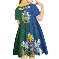 Solomon Islands Merry Christmas Kid Short Sleeve Dress Santa Suit Style With Melanesian Pattern LT03 - Polynesian Pride