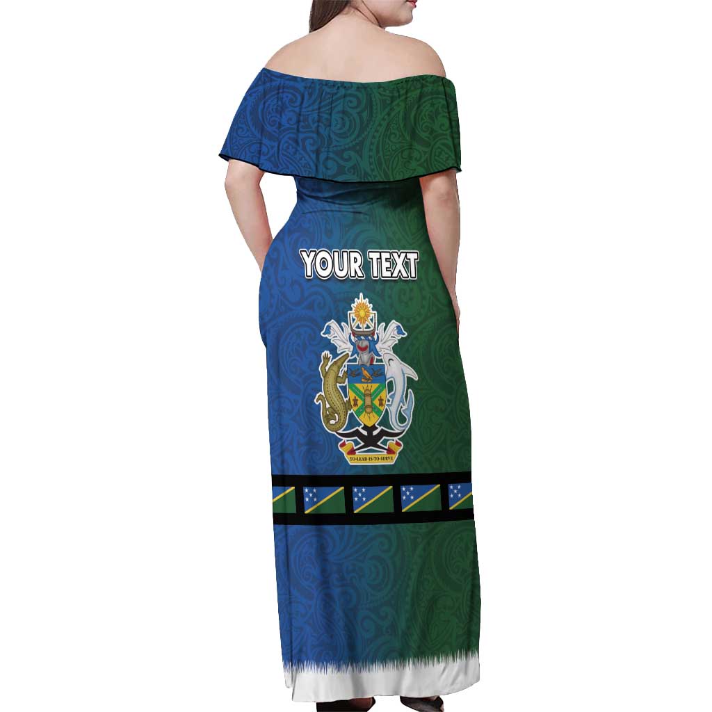 Solomon Islands Merry Christmas Off Shoulder Maxi Dress Santa Suit Style With Melanesian Pattern