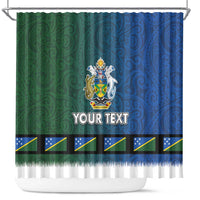 Solomon Islands Merry Christmas Shower Curtain Santa Suit Style With Melanesian Pattern