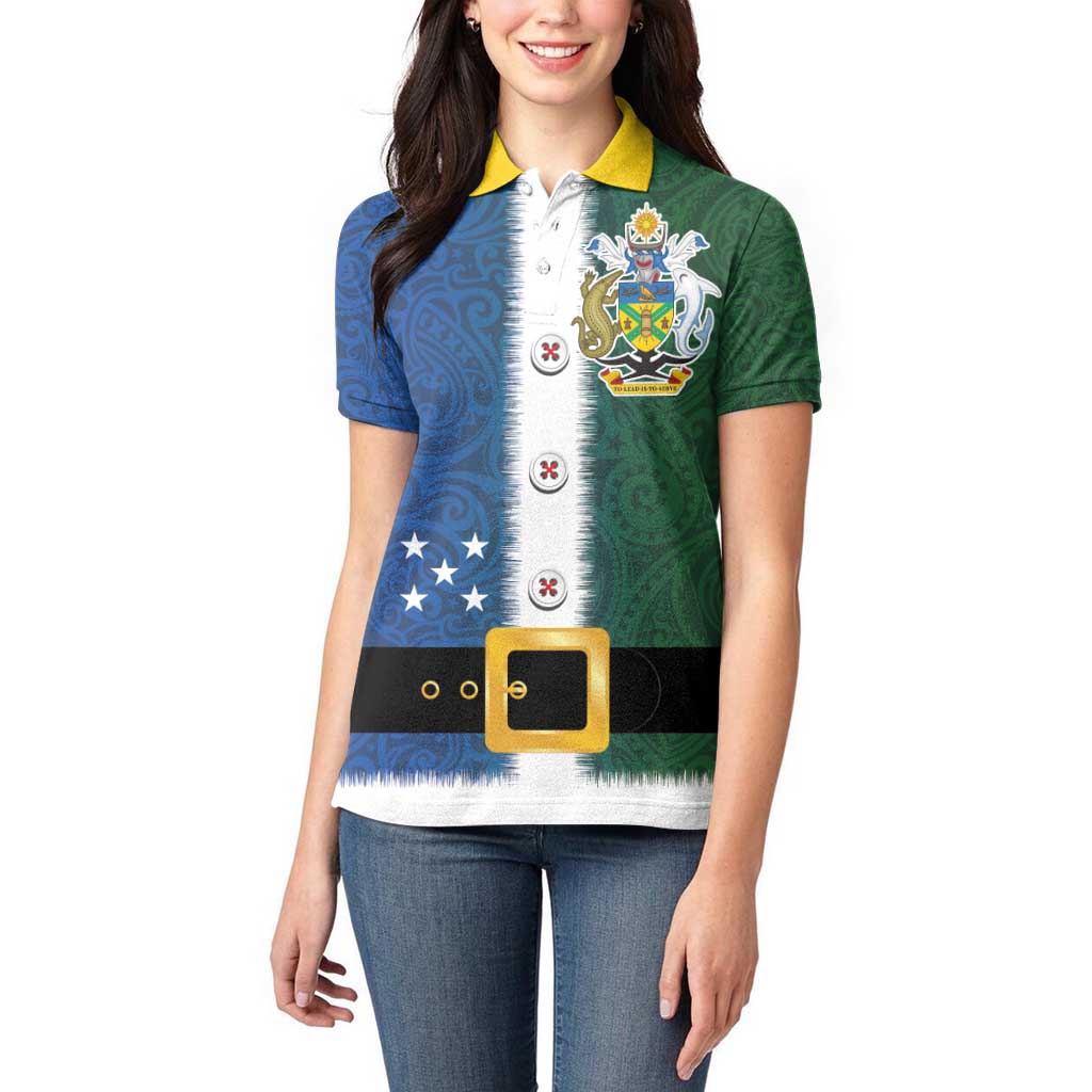 Solomon Islands Merry Christmas Women Polo Shirt Santa Suit Style With Melanesian Pattern