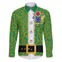 Cook Islands Merry Christmas Family Matching Long Sleeve Bodycon Dress and Hawaiian Shirt Santa Suit Style With Polynesian Pattern