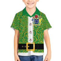 Cook Islands Merry Christmas Family Matching Short Sleeve Bodycon Dress and Hawaiian Shirt Santa Suit Style With Polynesian Pattern