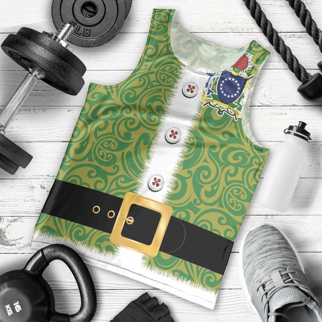 Cook Islands Merry Christmas Men Tank Top Santa Suit Style With Polynesian Pattern