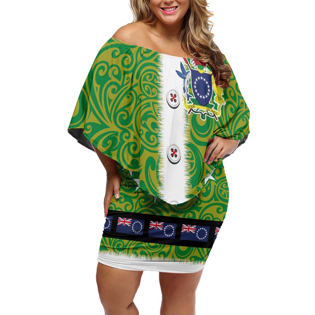 Cook Islands Merry Christmas Off Shoulder Short Dress Santa Suit Style With Polynesian Pattern