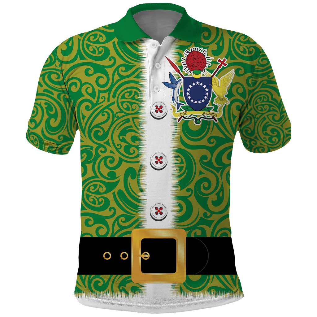 Cook Islands Merry Christmas Polo Shirt Santa Suit Style With Polynesian Pattern