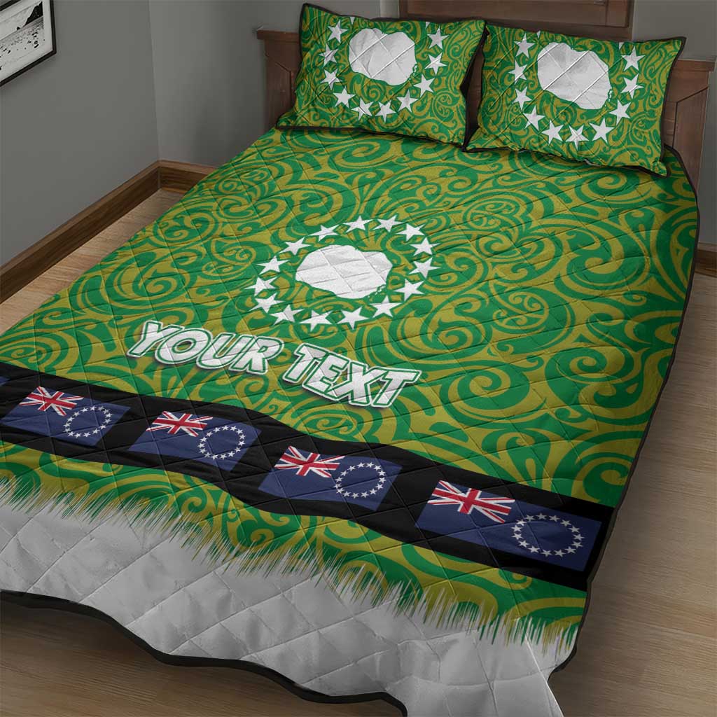 Cook Islands Merry Christmas Quilt Bed Set Santa Suit Style With Polynesian Pattern
