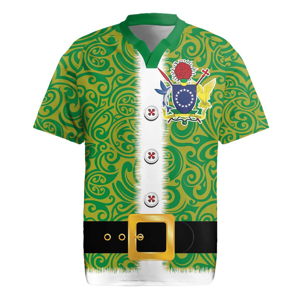 Cook Islands Merry Christmas Rugby Jersey Santa Suit Style With Polynesian Pattern