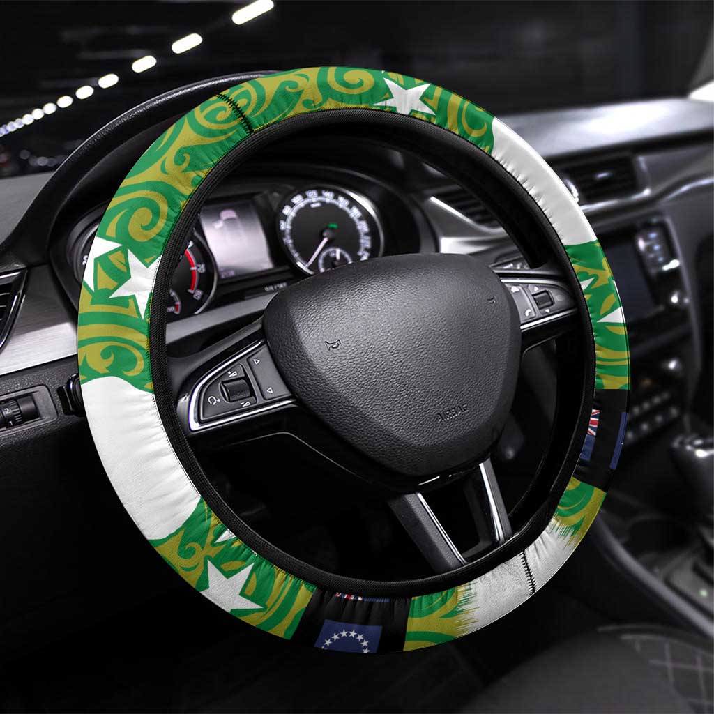 Cook Islands Merry Christmas Steering Wheel Cover Santa Suit Style With Polynesian Pattern