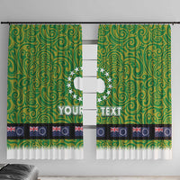Cook Islands Merry Christmas Window Curtain Santa Suit Style With Polynesian Pattern LT03 With Hooks Green - Polynesian Pride