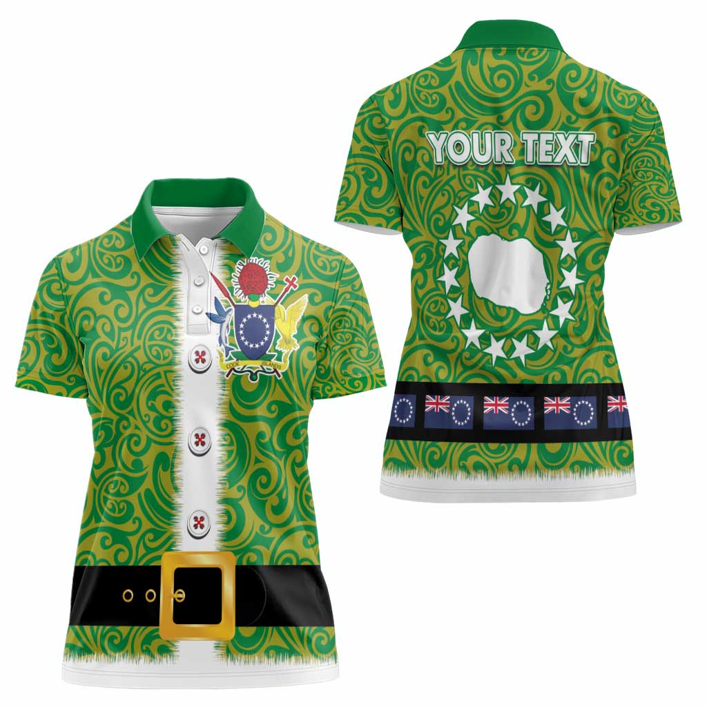 Cook Islands Merry Christmas Women Polo Shirt Santa Suit Style With Polynesian Pattern