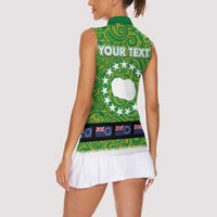 Cook Islands Merry Christmas Women Sleeveless Polo Shirt Santa Suit Style With Polynesian Pattern