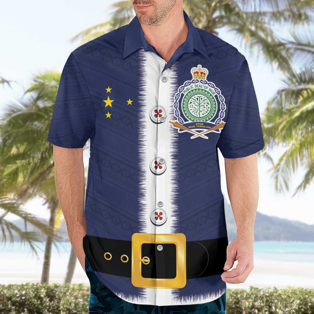 Niue Merry Christmas Hawaiian Shirt Santa Suit Style With Hiapo Pattern LT03 - Polynesian Pride