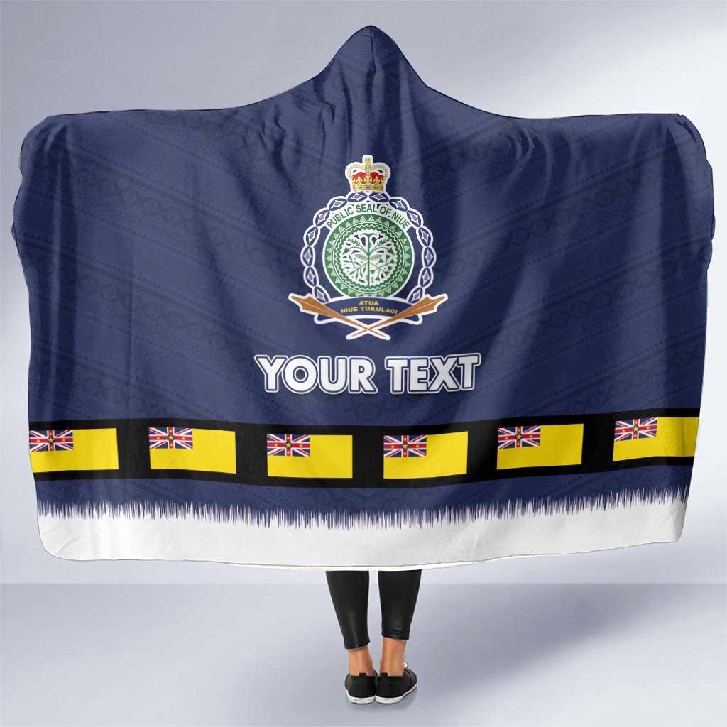 Niue Merry Christmas Hooded Blanket Santa Suit Style With Hiapo Pattern LT03 One Size Blue - Polynesian Pride