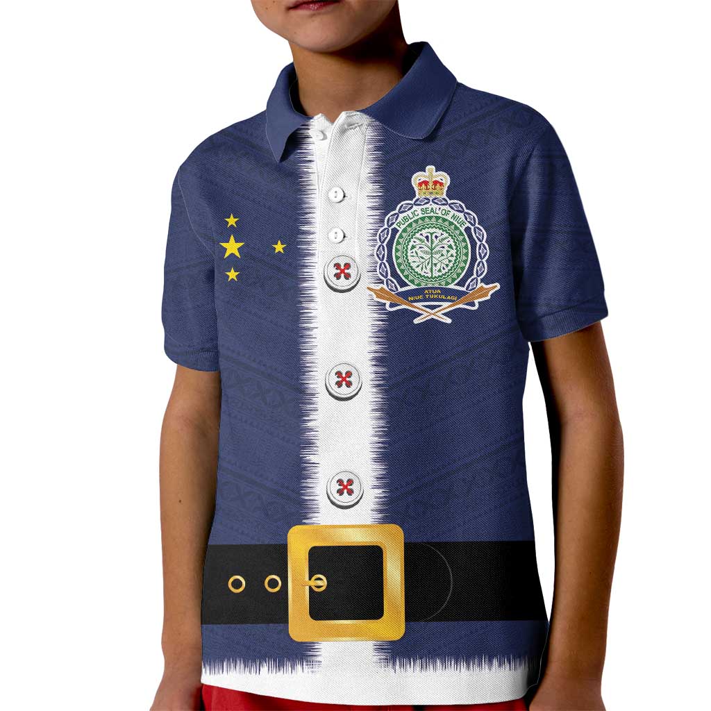 Niue Merry Christmas Kid Polo Shirt Santa Suit Style With Hiapo Pattern