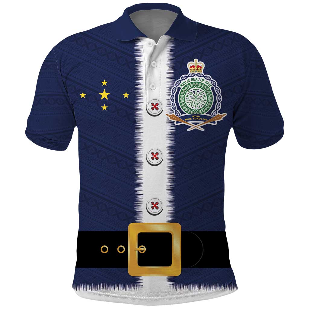 Niue Merry Christmas Polo Shirt Santa Suit Style With Hiapo Pattern
