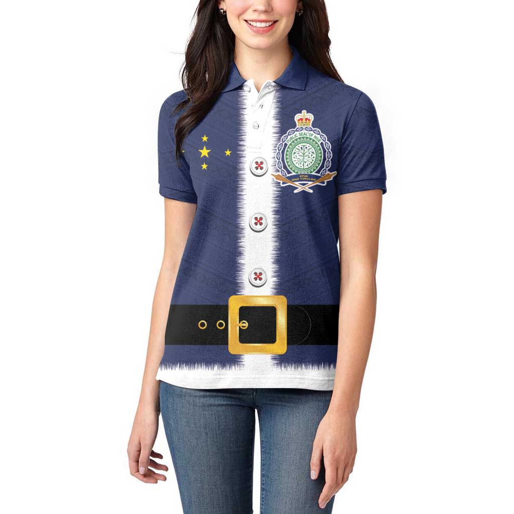 Niue Merry Christmas Women Polo Shirt Santa Suit Style With Hiapo Pattern