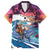 Hawaiian Mele Kalikimaka Family Matching Long Sleeve Bodycon Dress and Hawaiian Shirt Santa Claus Driving The Whale with Sunset Ocean Landscape