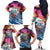 Hawaiian Mele Kalikimaka Family Matching Off The Shoulder Long Sleeve Dress and Hawaiian Shirt Santa Claus Driving The Whale with Sunset Ocean Landscape