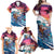 Hawaiian Mele Kalikimaka Family Matching Off Shoulder Maxi Dress and Hawaiian Shirt Santa Claus Driving The Whale with Sunset Ocean Landscape