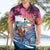 Hawaiian Mele Kalikimaka Hawaiian Shirt Santa Claus Driving The Whale with Sunset Ocean Landscape