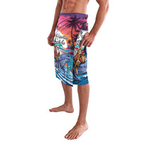 Hawaiian Mele Kalikimaka Lavalava Santa Claus Driving The Whale with Sunset Ocean Landscape LT03 - Polynesian Pride