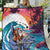 Hawaiian Mele Kalikimaka Quilt Santa Claus Driving The Whale with Sunset Ocean Landscape