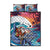 Hawaiian Mele Kalikimaka Quilt Bed Set Santa Claus Driving The Whale with Sunset Ocean Landscape