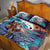 Hawaiian Mele Kalikimaka Quilt Bed Set Santa Claus Driving The Whale with Sunset Ocean Landscape