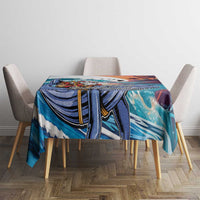 Hawaiian Mele Kalikimaka Tablecloth Santa Claus Driving The Whale with Sunset Ocean Landscape LT03 - Polynesian Pride