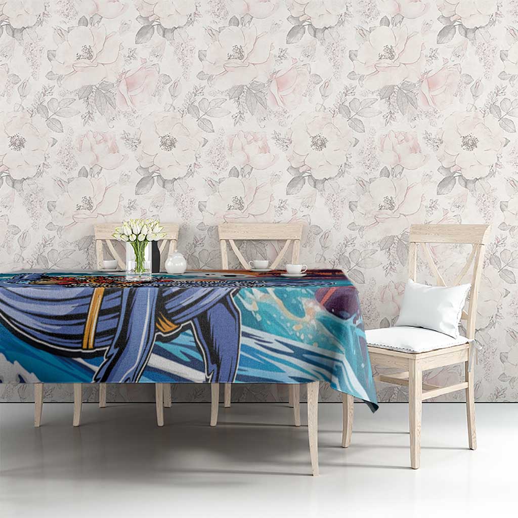 Hawaiian Mele Kalikimaka Tablecloth Santa Claus Driving The Whale with Sunset Ocean Landscape LT03 - Polynesian Pride
