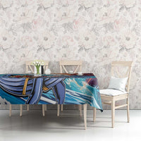 Hawaiian Mele Kalikimaka Tablecloth Santa Claus Driving The Whale with Sunset Ocean Landscape LT03 - Polynesian Pride