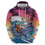 Hawaiian Mele Kalikimaka Zip Hoodie Santa Claus Driving The Whale with Sunset Ocean Landscape