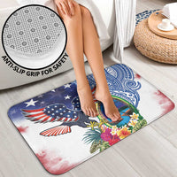 Guam and United States Together Bathroom Set Bald Eagle and Guam Seal with Flower and Tribal Tattoos - Polynesian Pride