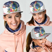 Guam and United States Together Mesh Trucker Cap Bald Eagle and Guam Seal with Flower and Tribal Tattoos - Polynesian Pride